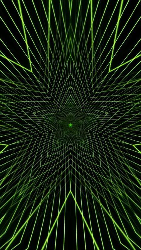 Futuristic Green Neon Star Grid Vortex Tunnel Abstract Radial Laser Lines Stock Footage 330543583