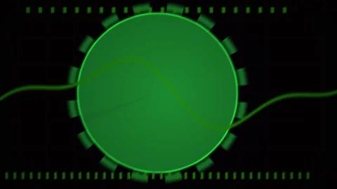 Futuristic Green Radar Interface with Digital Data Streams and Oscilloscope.. Stock Footage 341806736