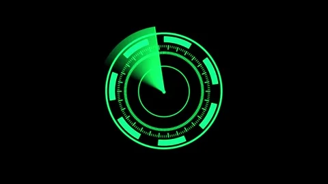 Futuristic green radar screen with rotating scan line and concentric circle.. Stockbeeldmateriaal 339985661