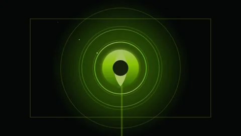 Futuristic Green Radar Sonar Animation with Scanning Laser Ripple Stockbeeldmateriaal 335399581