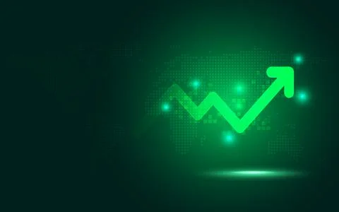 Futuristic green raise arrow chart digital transformation abstract technolo.. Stock Illustration