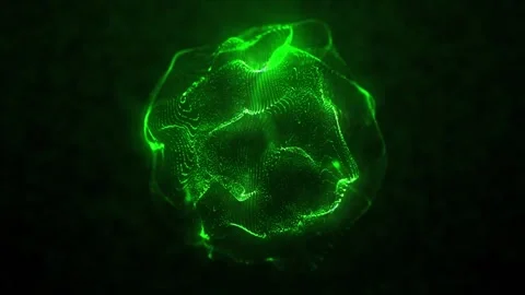 Futuristic green sphere made of particles. Abstract dynamic energetic sphere Stock Footage 287919348