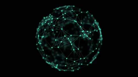 Futuristic green sphere of particles and lines. Network connection big data. Stock Footage 162404861