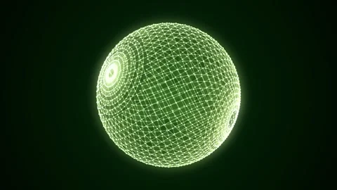 Futuristic green sphere of particles and lines. Network connection big data. Stock Footage 306537178