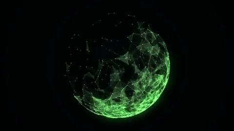 Futuristic green sphere of particles and lines. Network connection big data. Stock Footage 331239330