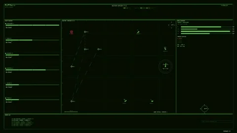 Futuristic Green Tactical HUD Display with Fleet Roster Map and Real-Time D.. Stock Footage 334104452