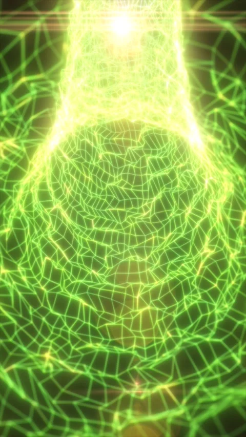 Futuristic green wireframe bottle formed by glowing polygonal lines and bri.. Stock Footage 339557570