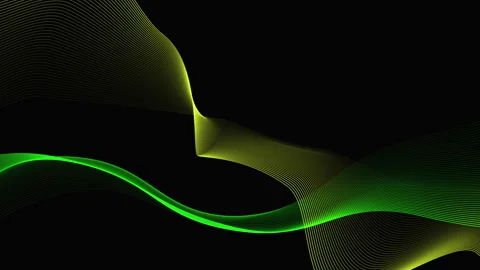 Futuristic Green Yellow Wave Technology Animation in Dark Environment. Stockbeeldmateriaal 299333570