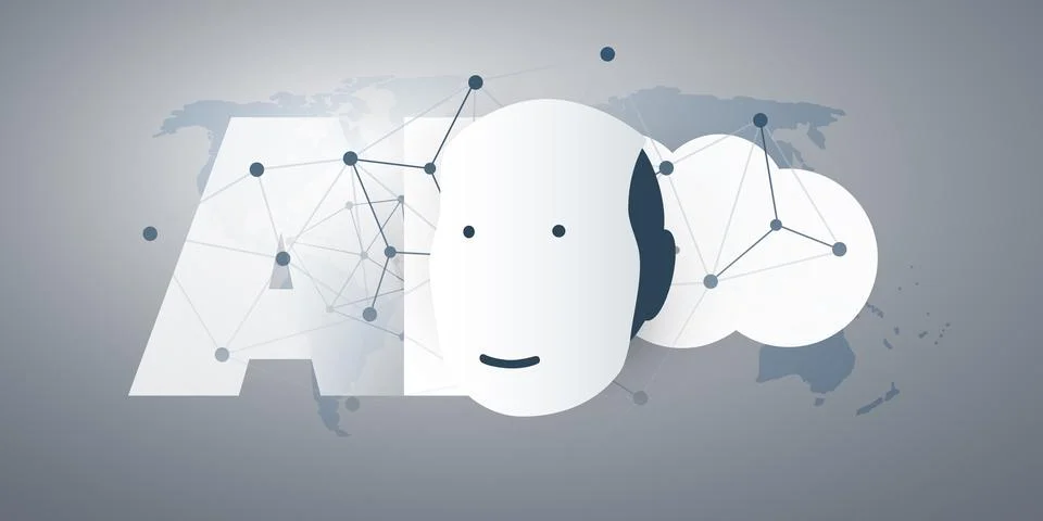 Futuristic Grey and White Machine Learning, Artificial Intelligence, Cloud .. 库存插图