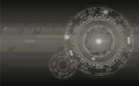 Futuristic Grey HUD user interface screen design Sci-Fi UI technology Stock Illustration