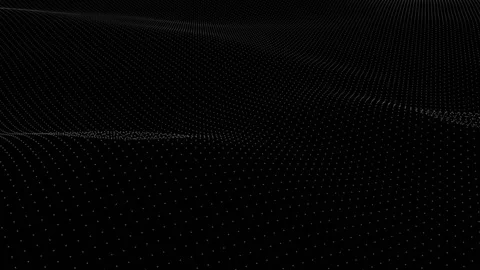 Futuristic Grey Particle Grid Waving on Black Background Abstract Digital D.. Stock Footage 340974665