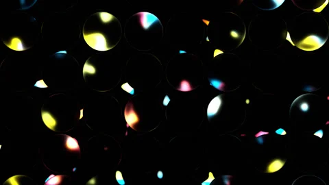 Futuristic Grid of Glossy Spheres with Cyan and Pink Neon Fluid Reflections Video stock 344851761