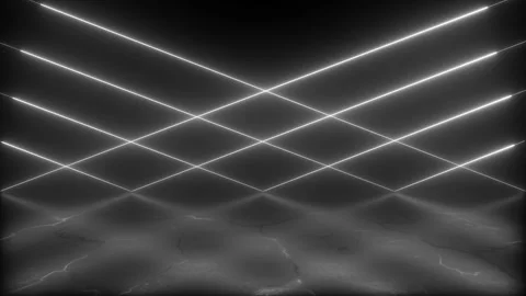 Futuristic grid of glowing white laser lines reflecting on dark background Stock Footage 336618589