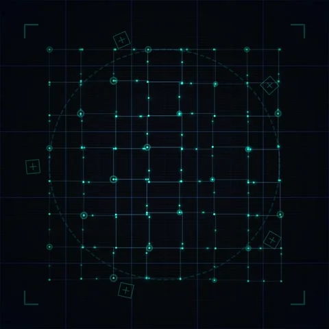 Futuristic Grid Interface with Blue Neon Lights, Digital Data Display, Sci-.. 動画素材 346282556