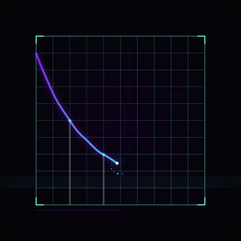 Futuristic Grid Interface on Dark Background - Digital HUD Display with Glo.. Stock Footage 347259497