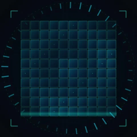 Futuristic Grid Interface HUD Scan Animation - Digital Technology and Data .. Stock Footage 347260450