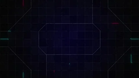 Futuristic Grid with Neon Pulses on Dark Background Stock Footage 341781352