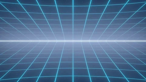 Futuristic grid pattern animation with blue lines and white light Stock Footage 328054398