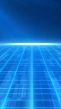 Futuristic grid platform glowing with neon blue lines, evoking a high-tech, d Illustrazione stock