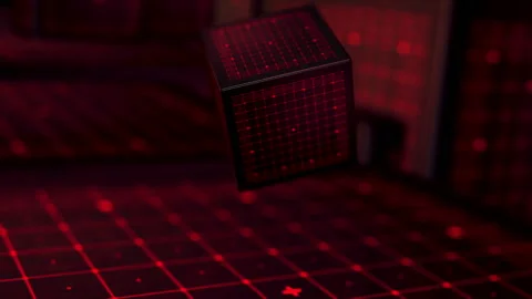 Futuristic Grid Red Box Stock Footage 232199365