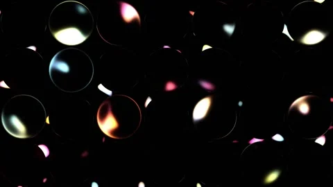Futuristic Grid of Reflective Black Spheres with Shifting Neon Lights Video stock 344833968