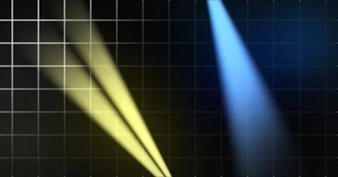 Futuristic grid technology background with volumetric spotlight beams movin.. Stock Illustration