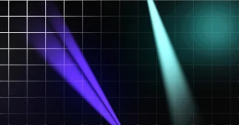Futuristic grid technology background with volumetric spotlight beams movin.. Stock Illustration