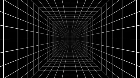 Futuristic Grid Tunnel Animation, Abstract Sci-Fi Background Stock Footage 317419150