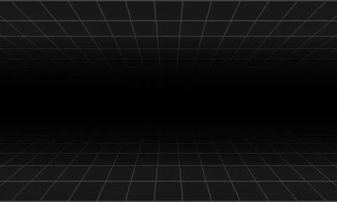 Futuristic grid with vanishing point dark Stock Illustration