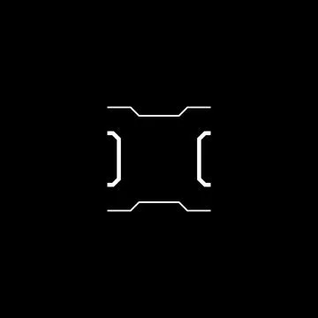 Futuristic GUI square target, aim, HUD reticle, cyberpunk aesthetics. Stock Illustration