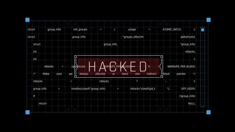 Futuristic Hacked System Interface With Malicious Source Code Stock Footage 341356014