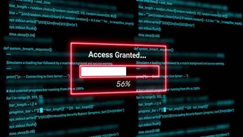 Futuristic Hacker Access Granted Cyber Security Success Progress Bar 4K Stock Footage 341245934