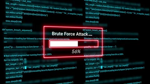 Futuristic Hacker Brute Force Attack Cyber Security Screen 4K 10s Stock Footage 341244363