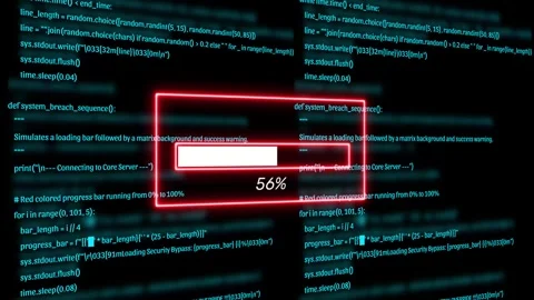 Futuristic Hacker Cyber Security Loading Progress Bar 4K Stock Footage 341228396