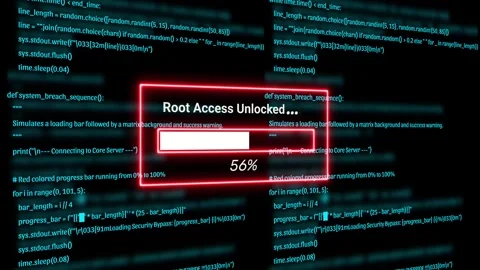 Futuristic Hacker Root Access Unlocked Cyber Security Progress Bar 4K Stock Footage 341245933