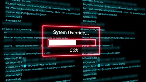 Futuristic Hacker System Override Cyber Security Progress Bar 4K Video stock 341245947