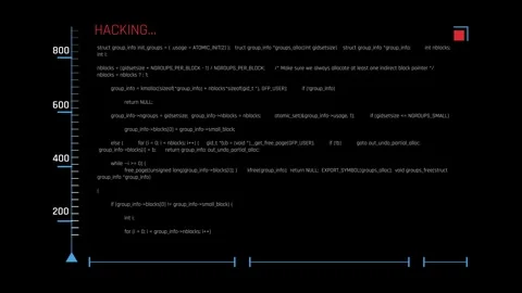 Futuristic Hacking Code Interface With Active Cyber Attack Process Stock Footage 341356026