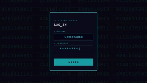 Futuristic Hacking Style Login Interface with Data Access Animation Stock Footage 332928260
