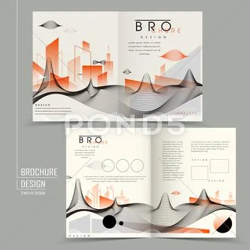 Futuristic half-fold brochure design Stock Illustration