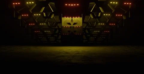 Futuristic hall alien spaceship Abstract Background Illustration 3D Rendering 库存插图