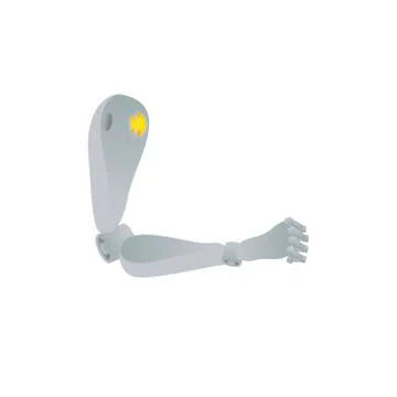 Futuristic hand prosthesis on white background Illustrazione stock