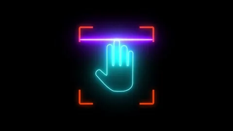 Futuristic Hand Scanner Icon with Red Laser  Perfect for Cybersecurity and .. Stock Footage 309041473