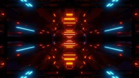Futuristic hangar background wallpaper 3d render Stock Illustration