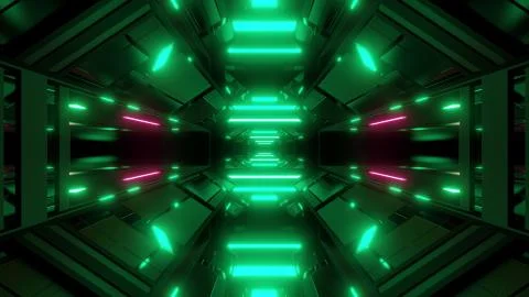 Futuristic hangar background wallpaper 3d render Stock Illustration