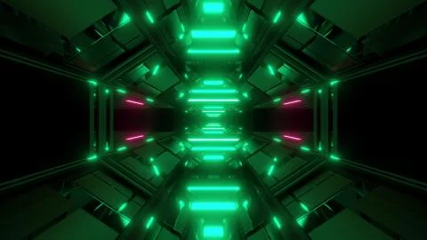 Futuristic hangar background wallpaper 3d render Stock Illustration
