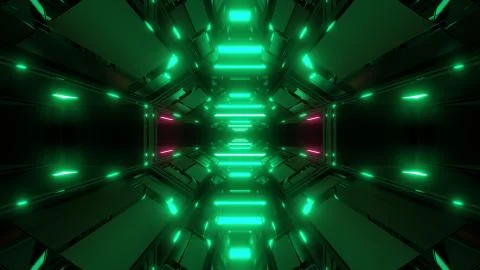 Futuristic hangar background wallpaper 3d render Stock Illustration