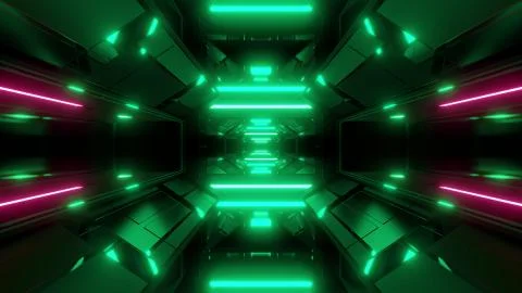 Futuristic hangar background wallpaper 3d render Stock Illustration