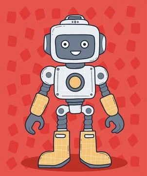Futuristic happy Robot. Virtual Assistant mascot. Vector illustration. Tech.. Ilustração Stock