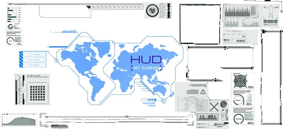 Futuristic head-up display interface showcasing global data visualization and 스톡 일러스트