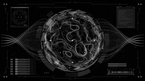 Futuristic Head Up Display Interface UI, UX design, big set of infographic Stock Footage 150413323